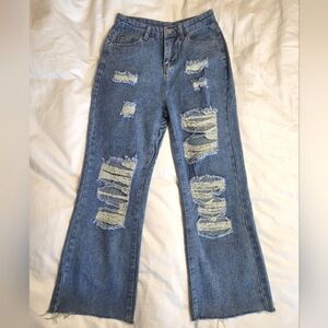 Distressed Wide Leg Jeans Size 24